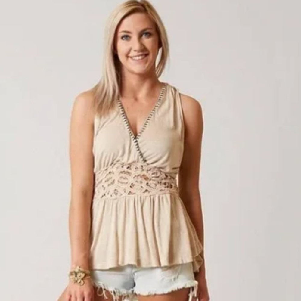 Free People Megan Peplum Tank Top, Size Medium